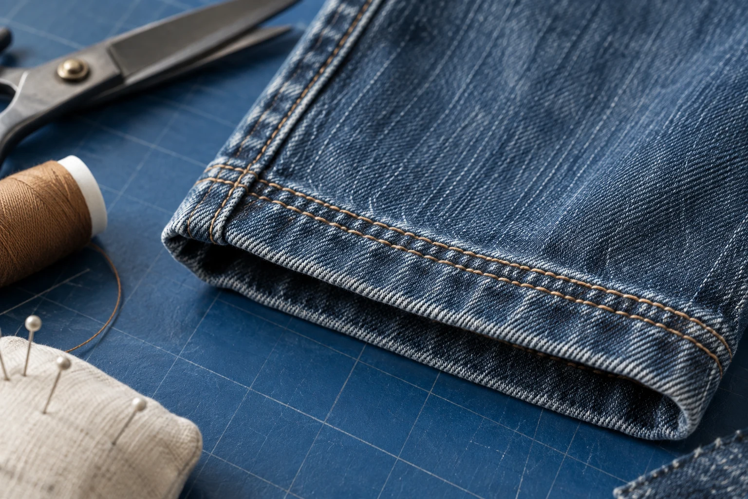 Illustrative stitched denim detail